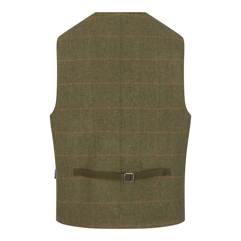 Gilet nuovo da uomo in tweed verde scuro con bottoni - Derby Tweed Alcott Waistcoat Dark Sage