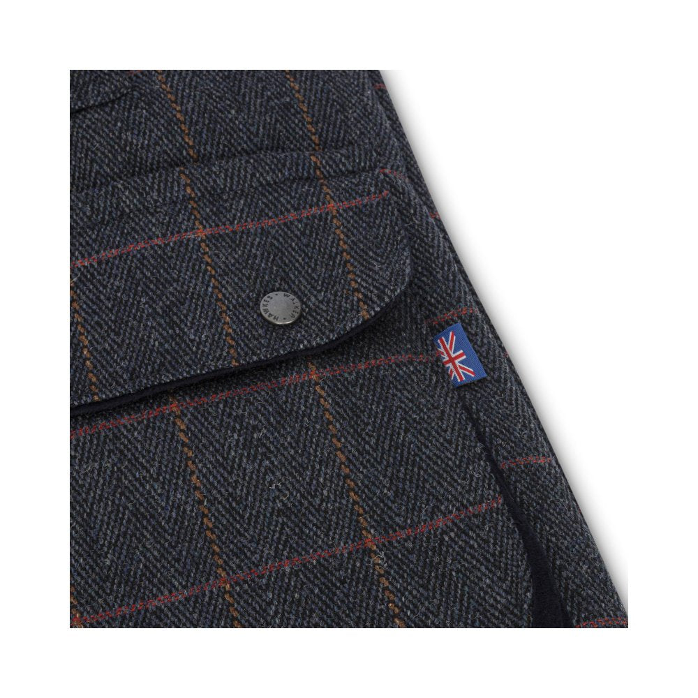Giaccone nuovo da uomo imbottito e impermeabile in tweed blu in lana Man Derby Tweed Barlaston Jacket