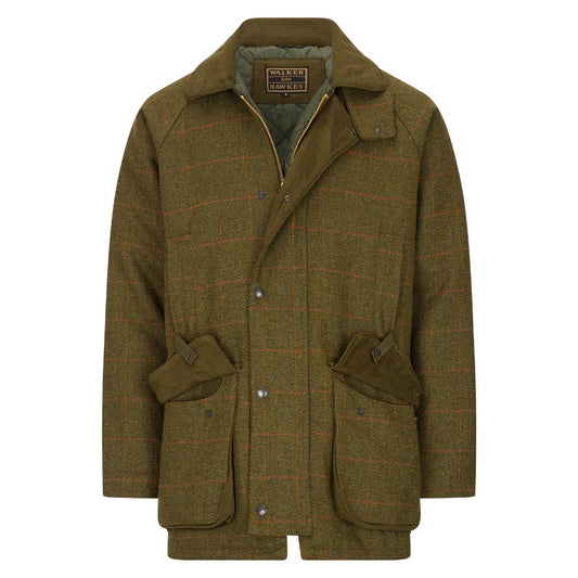 Giaccone nuovo da uomo imbottito e impermeabile in tweed verde scuro in lana Man Derby Tweed Barlaston Jacket