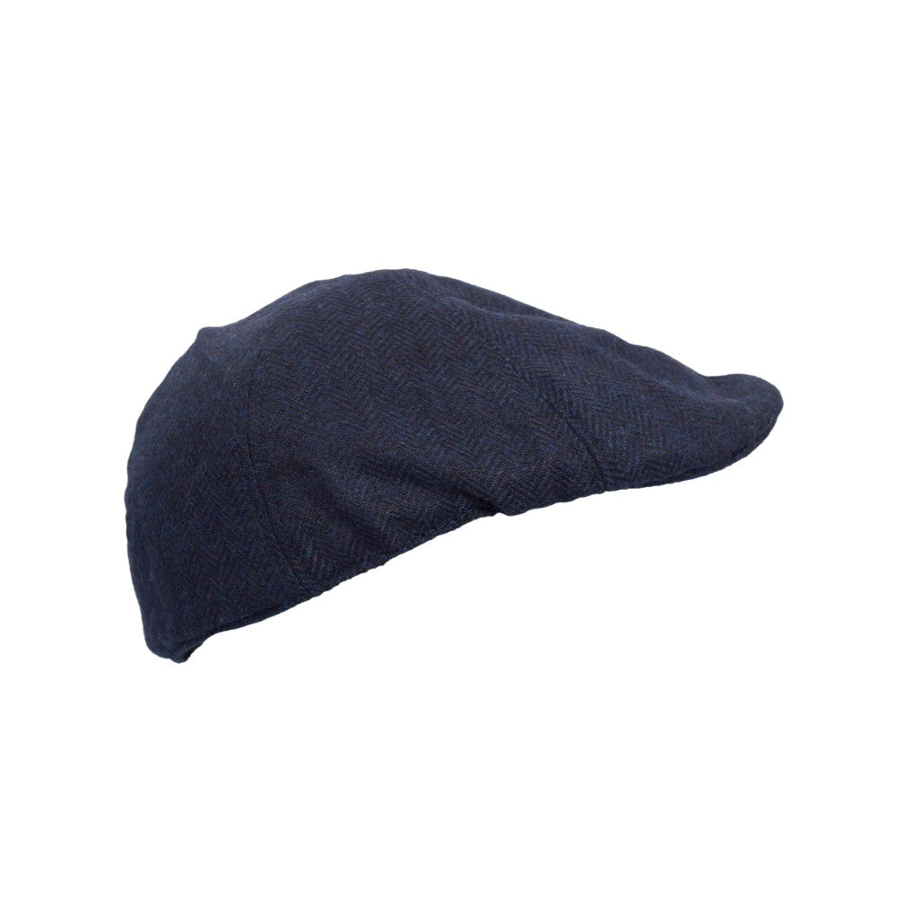 Coppola nuova inglese in lana a 6 spicchi blu spigato  6panel Wool Duckbill English cap