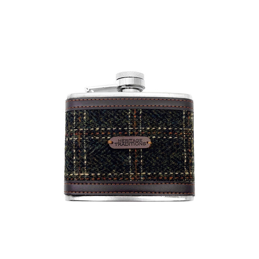 Fiaschetta In tweed marrone da 4 oz