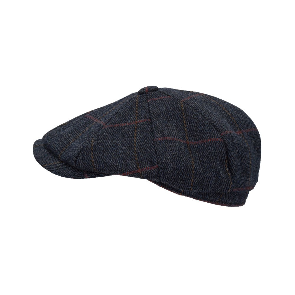 Coppola nuova inglese in tweed a otto spicchi blu scuro 8panel Charlie Baker Boy Tweed cap