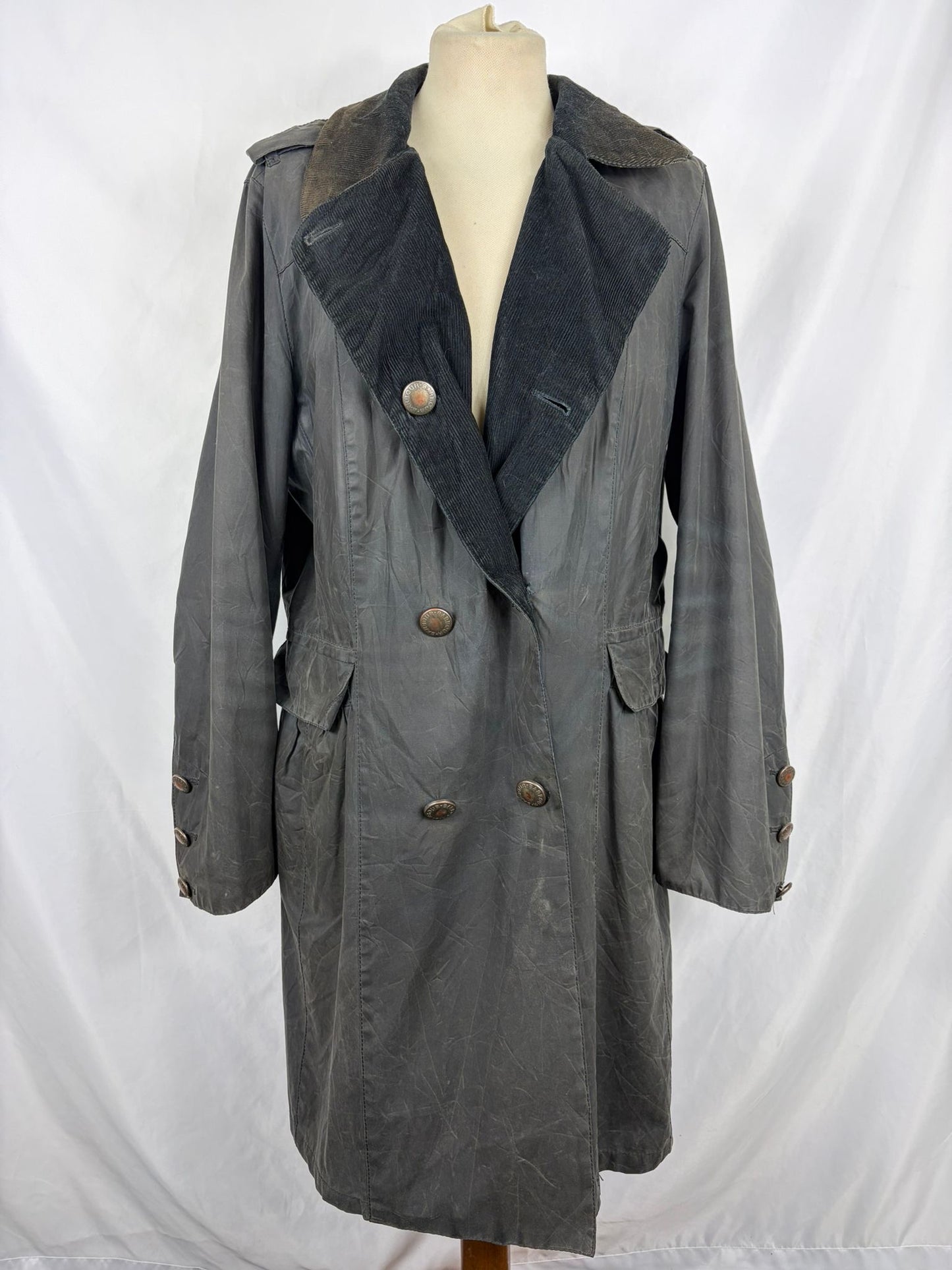 Trench Barbour blu donna modello Addington  Uk16 Navy wax lady trench uk16 tg. 44/46