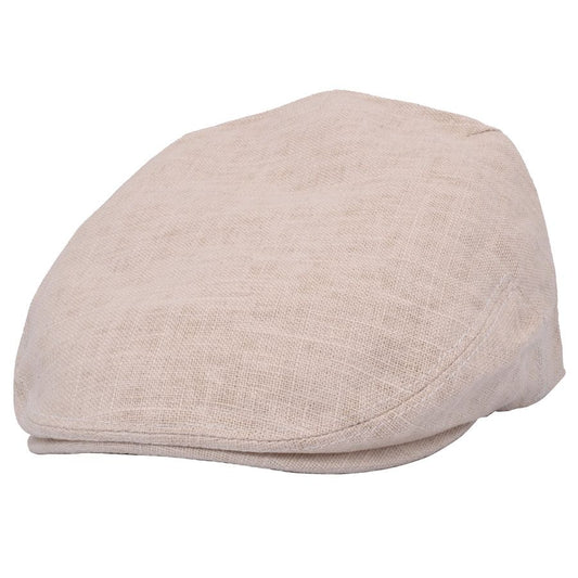 Coppola nuova inglese liscia in Lino beige- New English Beige Linen Flat Cap