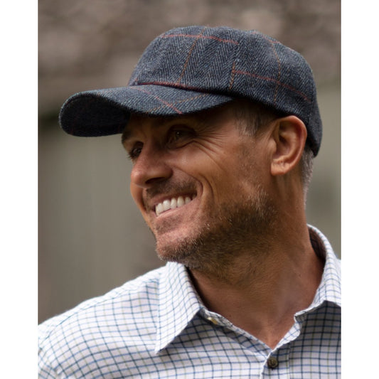 Baseball Cap nuova inglese in tweed in lana blu notte taglia unica