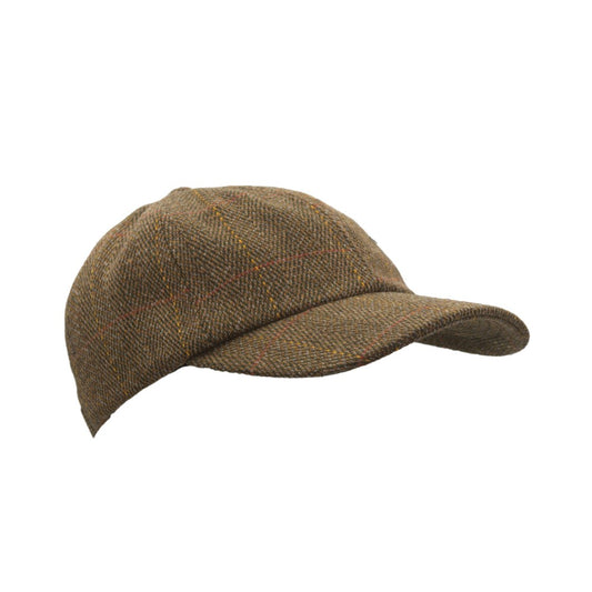 Baseball Cap nuova inglese in tweed in lana marrone taglia unica