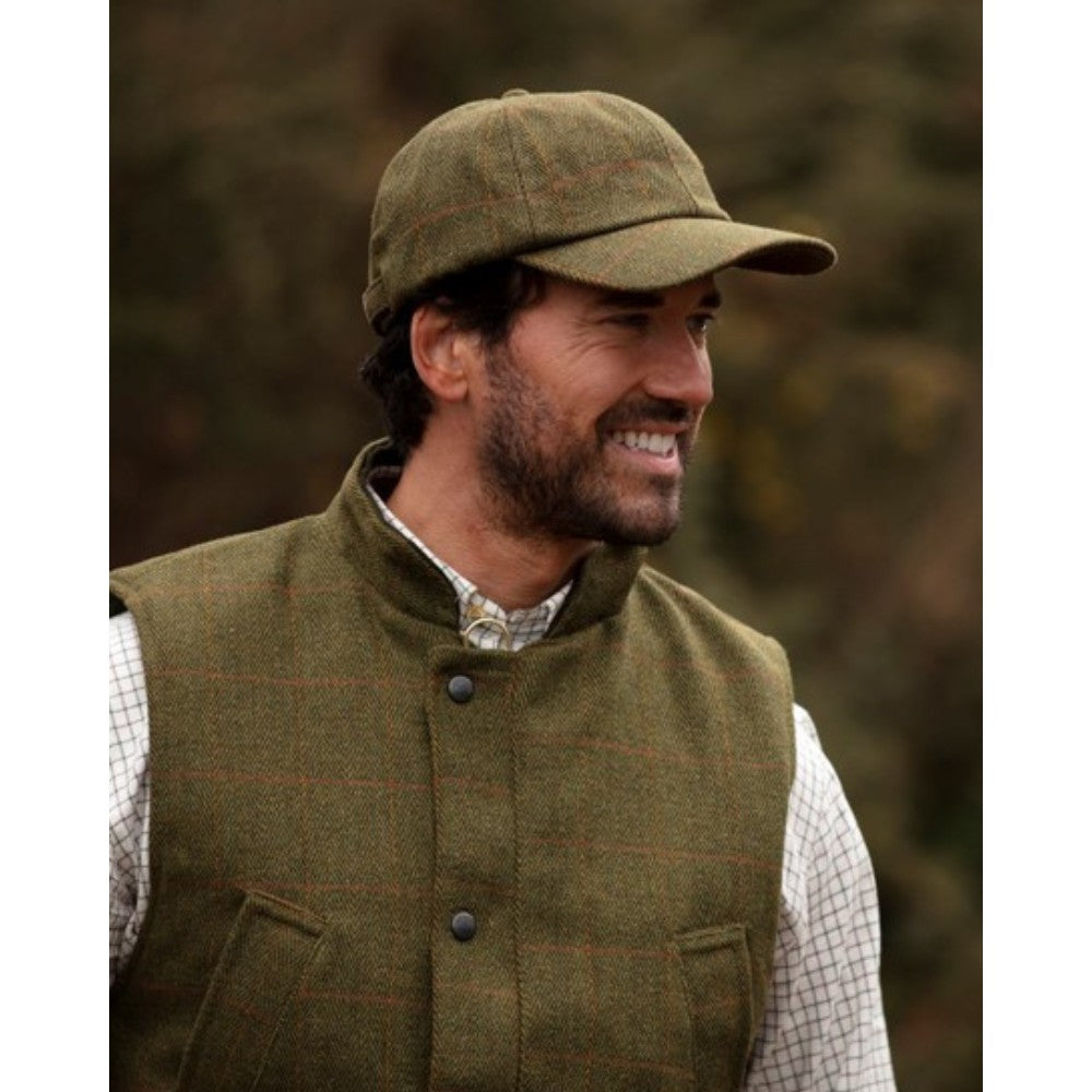Baseball Cap nuova in tweed in lana inglese verde scuro taglia unica