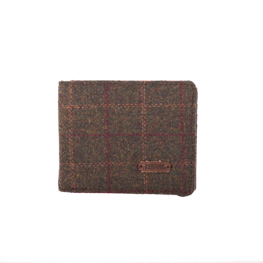 Portafoglio da uomo in tweed verde scuro - Shop In London