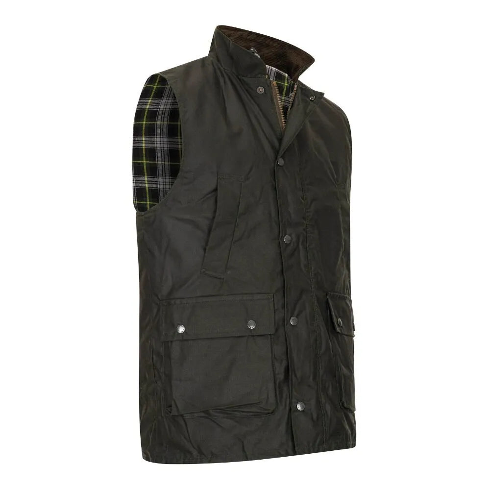 Gilet nuovo da uomo cerato inglese colore verde - Man Wax Olive Gilet