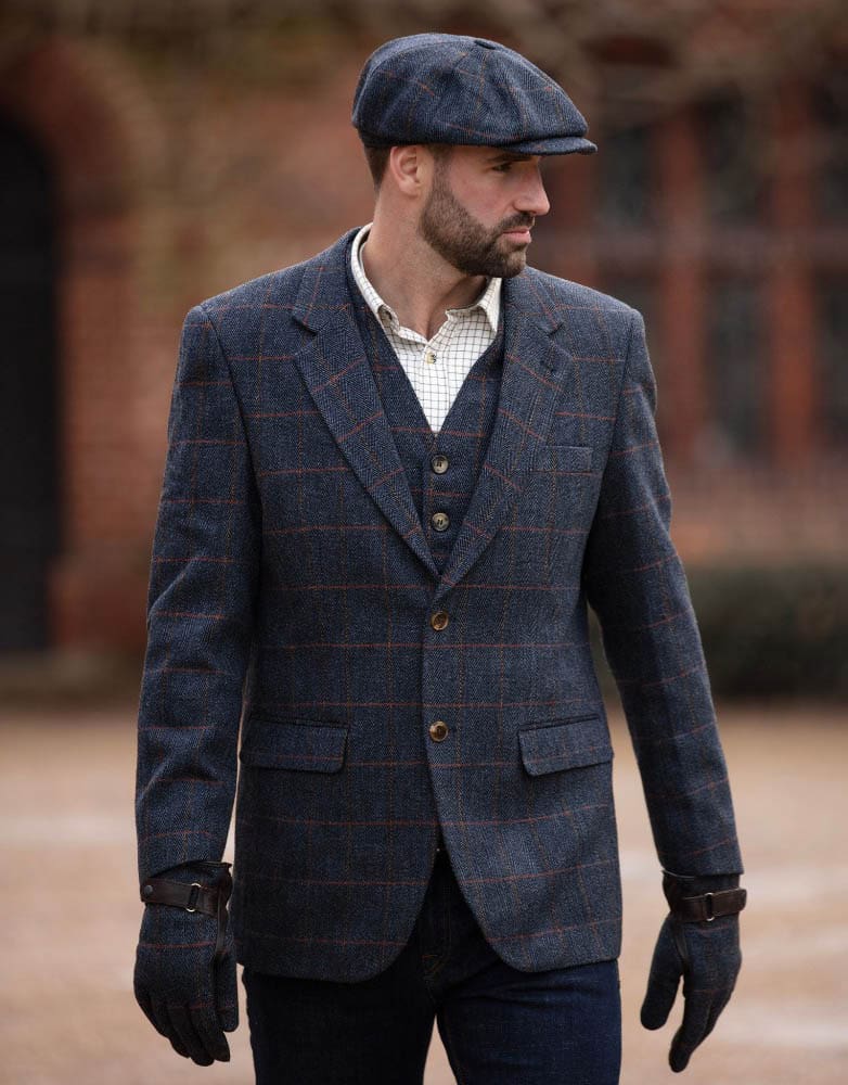 Giacca Blazer inglese in tweed blu notte - Man Windsor Navy Blazer Jacket
