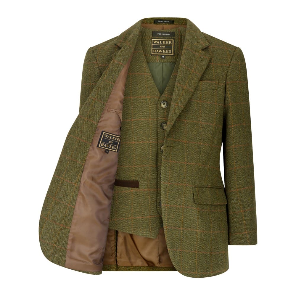 Giacca Blazer inglese in tweed verde scuro - Man Windsor Dark Sage Blazer Jacket - Shop In London