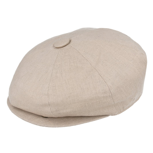 Coppola nuova inglese in lino beige Newsboy Cap - Peaky Blinders Beige Linen Newsboy Cap - Shop In London