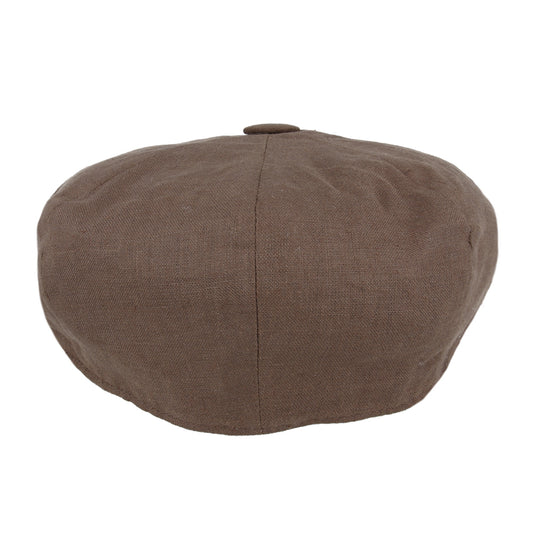 Coppola nuova inglese in lino marrone Newsboy Cap - Peaky Blinders Brown Linen Newsboy Cap - Shop In London
