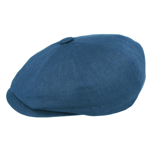 Coppola nuova inglese in lino blu denim Newsboy Cap - Peaky Blinders Denim Linen Newsboy Cap - Shop In London