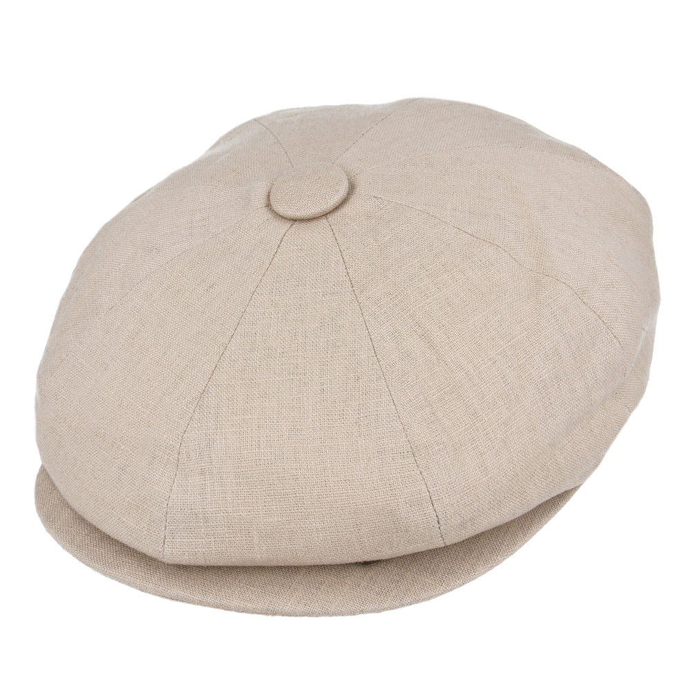 Coppola nuova inglese in lino beige Newsboy Cap - Peaky Blinders Beige Linen Newsboy Cap - Shop In London