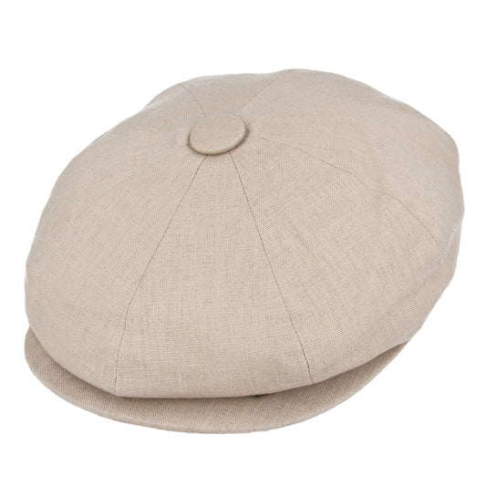 Coppola nuova inglese in lino beige Newsboy Cap - Peaky Blinders Beige Linen Newsboy Cap - Shop In London