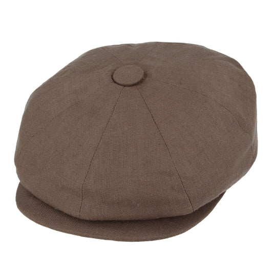 Coppola nuova inglese in lino marrone Newsboy Cap - Peaky Blinders Brown Linen Newsboy Cap - Shop In London
