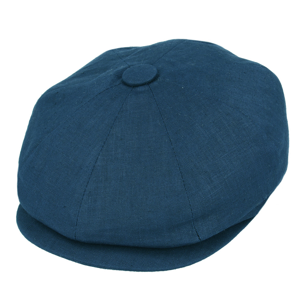 Coppola nuova inglese in lino blu denim Newsboy Cap - Peaky Blinders Denim Linen Newsboy Cap - Shop In London