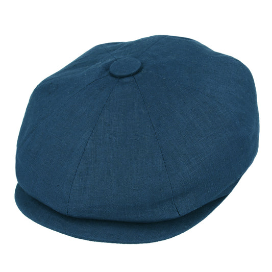 Coppola nuova inglese in lino blu denim Newsboy Cap - Peaky Blinders Denim Linen Newsboy Cap - Shop In London