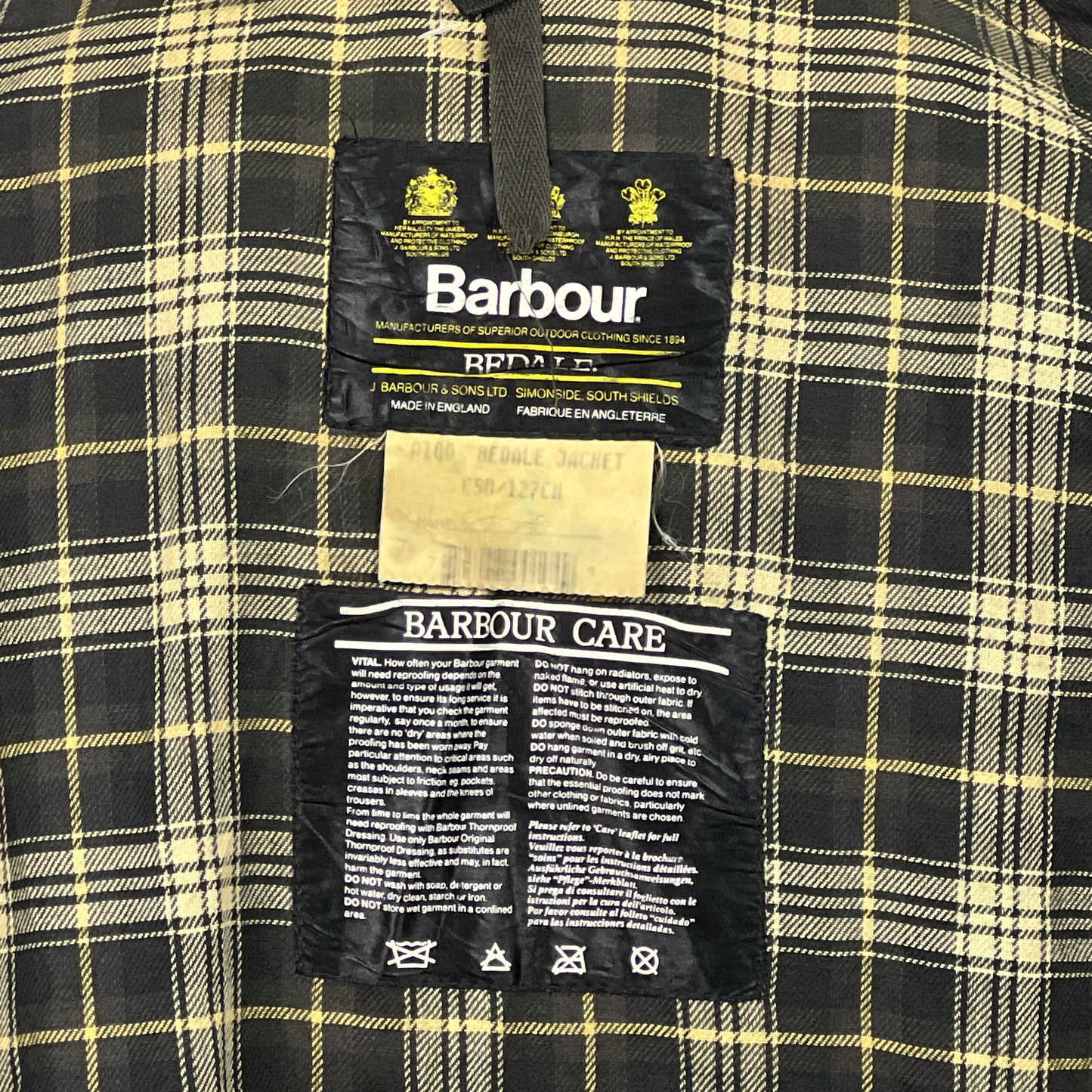 Barbour Giacca Bedale verde Vintage C50/127 CM XXL Green Waxed Bedale Jacket