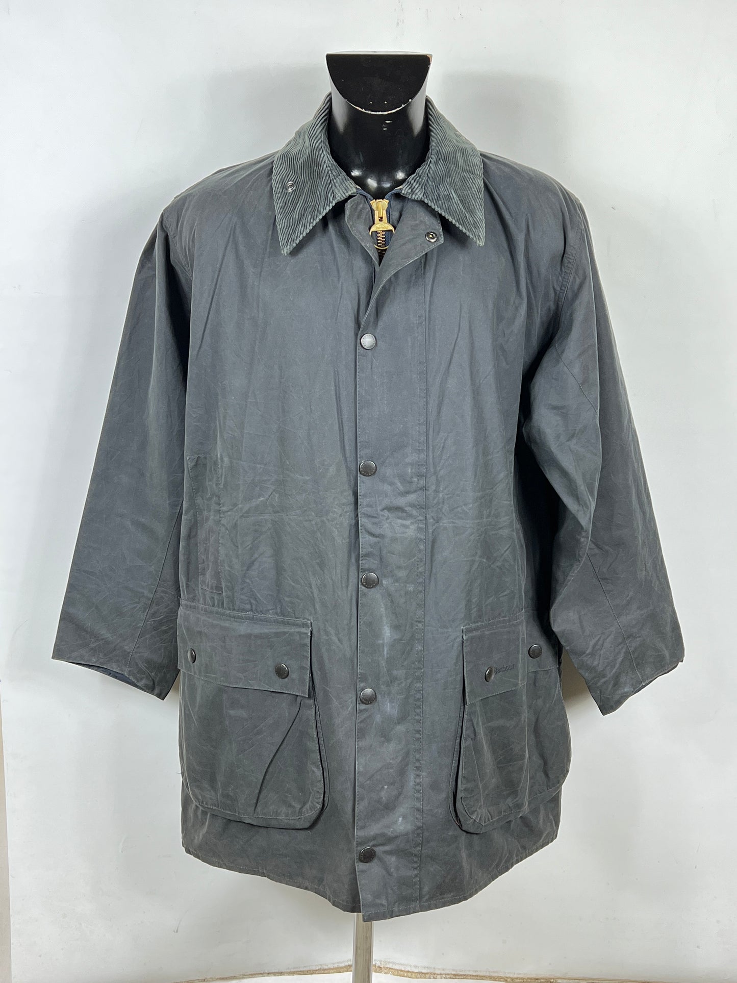 Barbour Uomo Border Blu cotone Cerato C44/112cm Navy Border Coat Large/XL