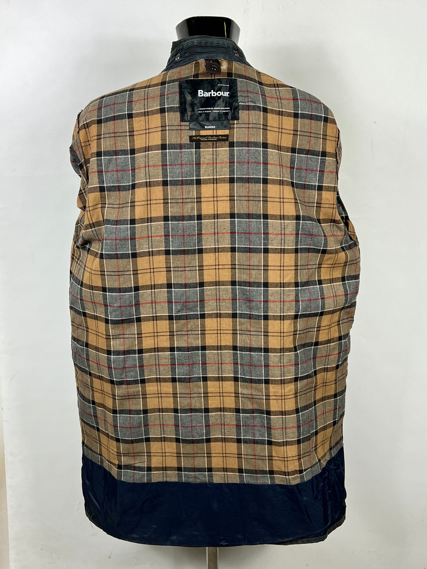 Barbour Uomo Border Blu cotone Cerato C44/112cm Navy Border Coat Large/XL