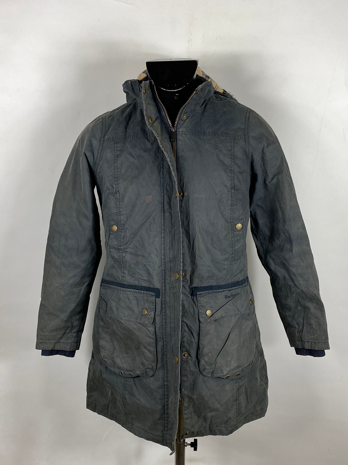 Giacca Barbour donna blu impermeabile Tg. 42 Navy Waterproof Lady Jacket Size Uk12