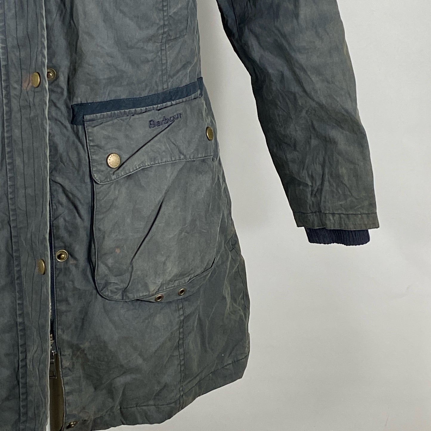 Giacca Barbour donna blu impermeabile Tg. 42 Navy Waterproof Lady Jacket Size Uk12
