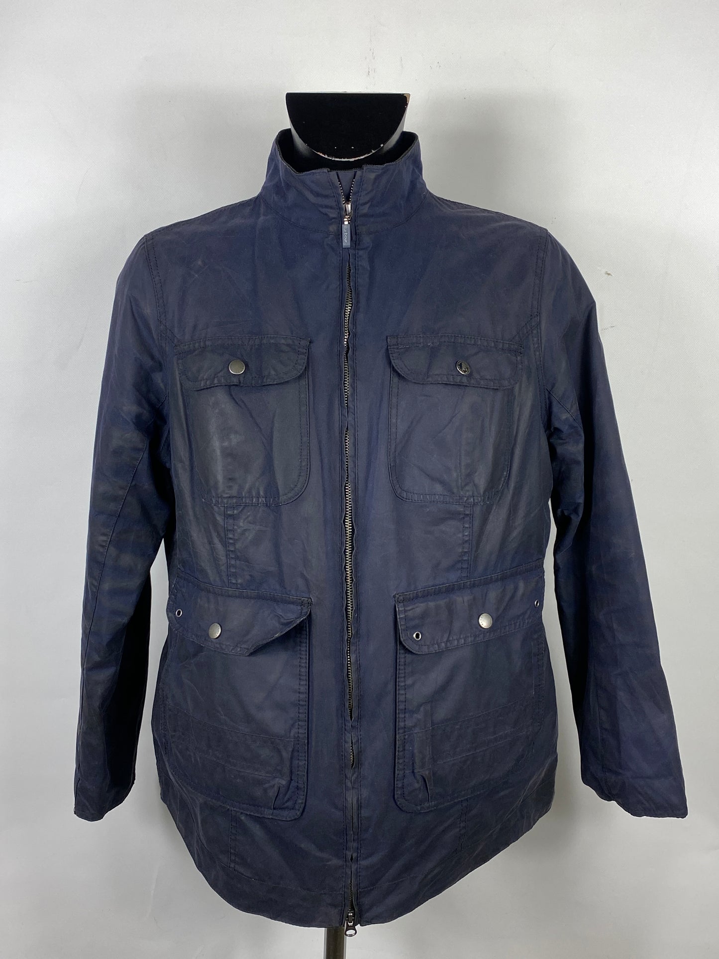 Giacca Barbour blu corta cerata unisex tg.48  -Navy Wax Filey Jacket size Uk 18