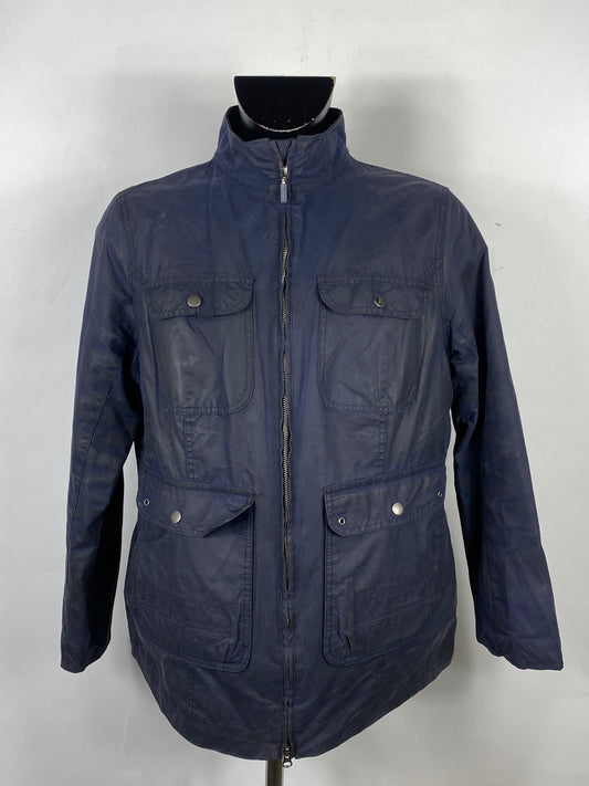 Giacca Barbour blu corta cerata unisex tg.48  -Navy Wax Filey Jacket size Uk 18