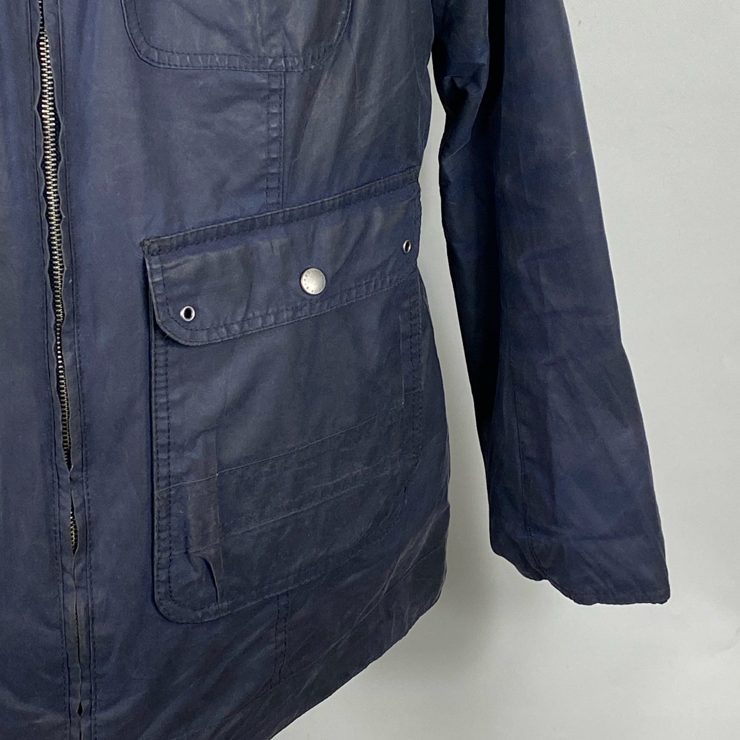 Giacca Barbour blu corta cerata unisex tg.48  -Navy Wax Filey Jacket size Uk 18