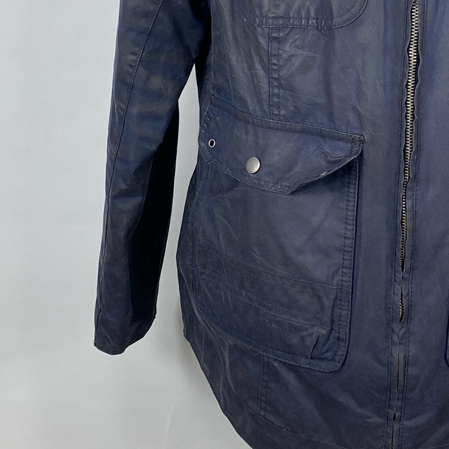 Giacca Barbour blu corta cerata unisex tg.48  -Navy Wax Filey Jacket size Uk 18