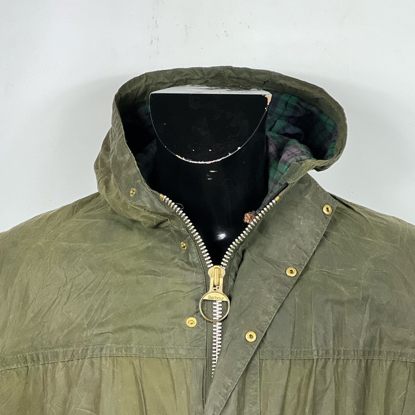 Barbour vintage Durham con cappuccio C42/107 cm Green Hooded waxed durham L