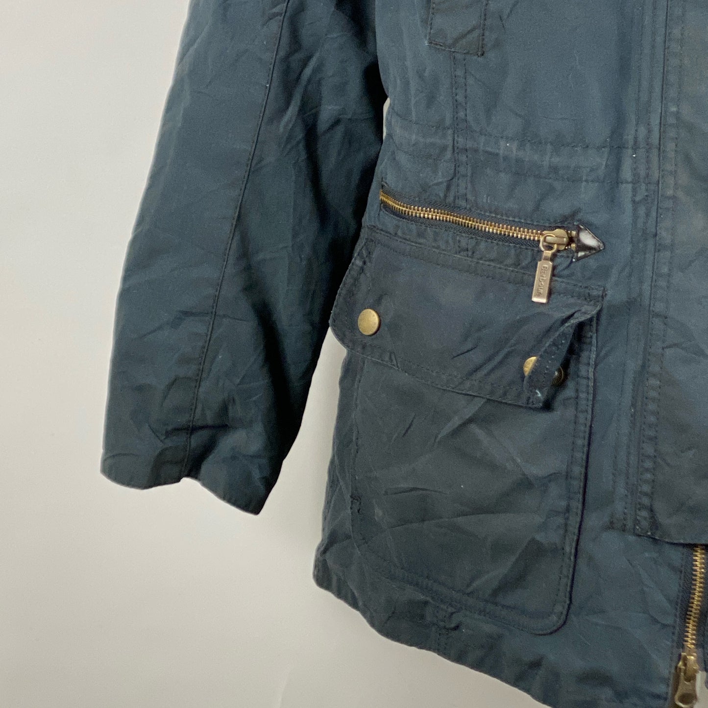 Giacca Barbour donna blu imbottita UK14 Medium Kelsall Navy Wax jacket