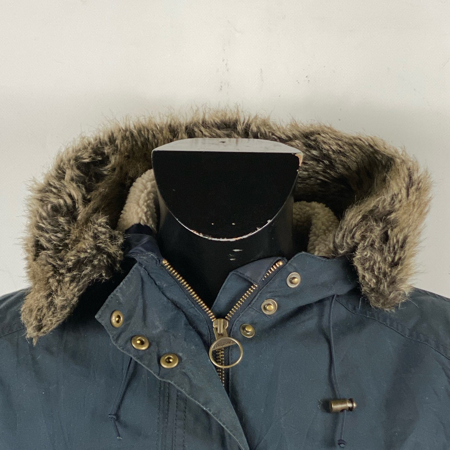 Giacca Barbour donna blu imbottita UK14 Medium Kelsall Navy Wax jacket