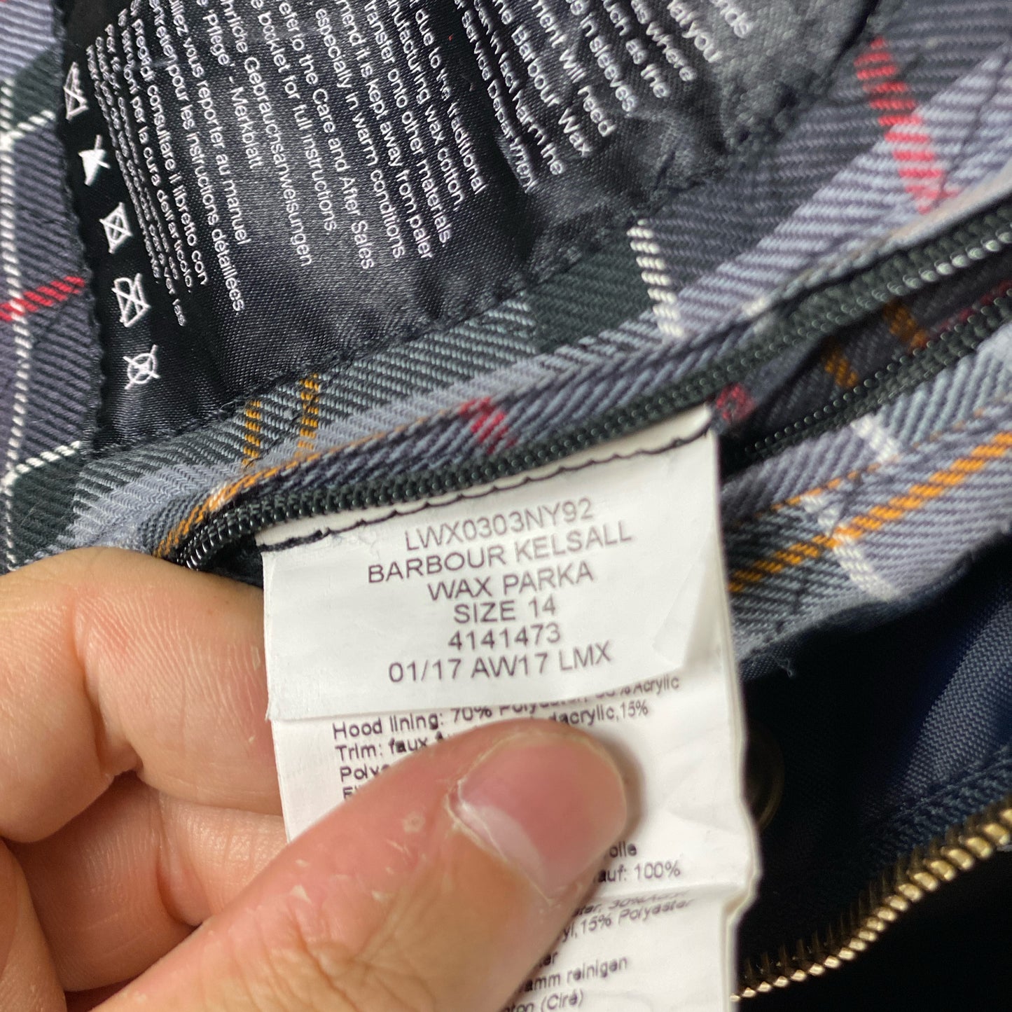 Giacca Barbour donna blu cerata e imbottita tg. 44 UK14 Medium Kelsall Navy Wax jacket
