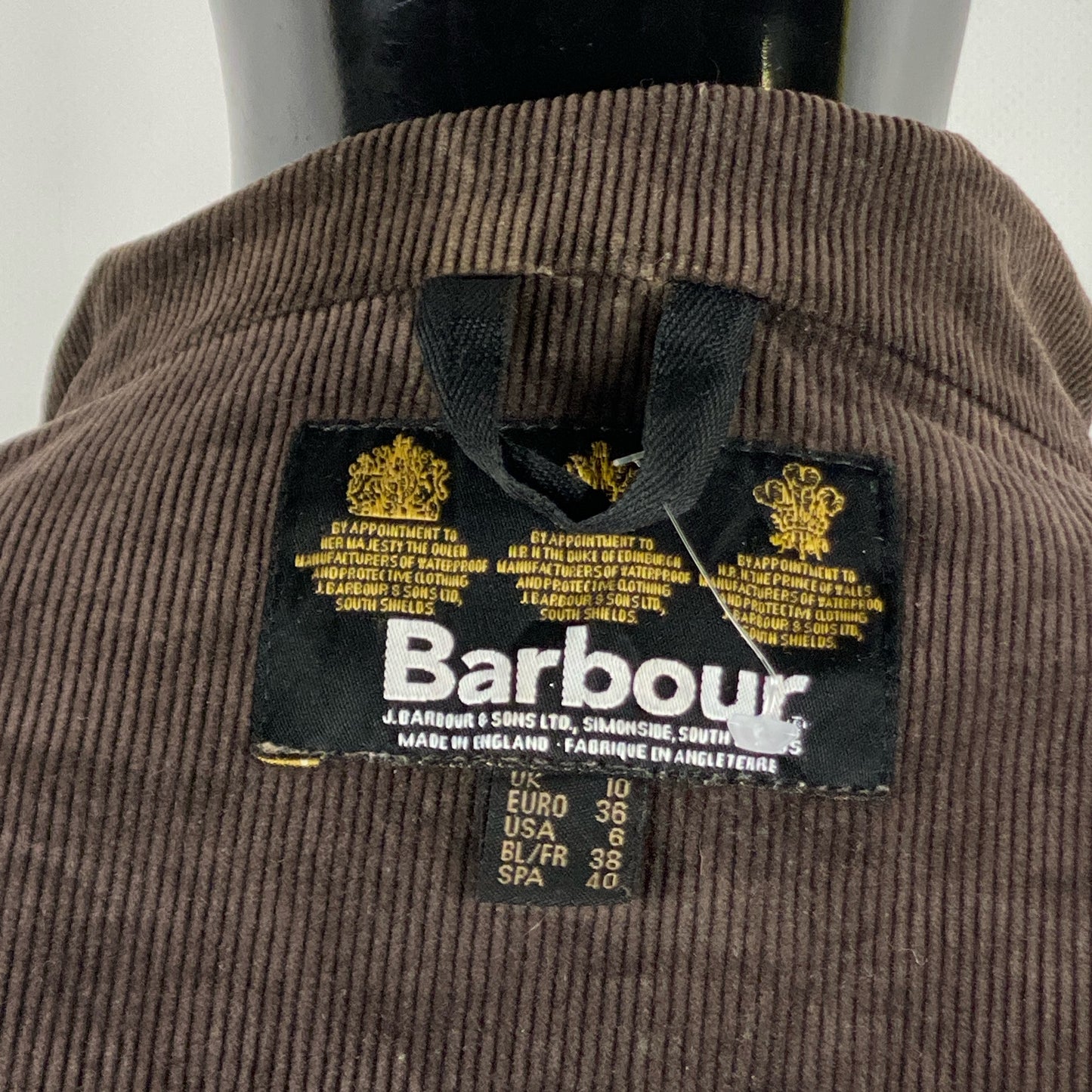 Barbour Giacca Donna Marrone cerata Small Uk10 Brown Lady Waxed Jacket Size S