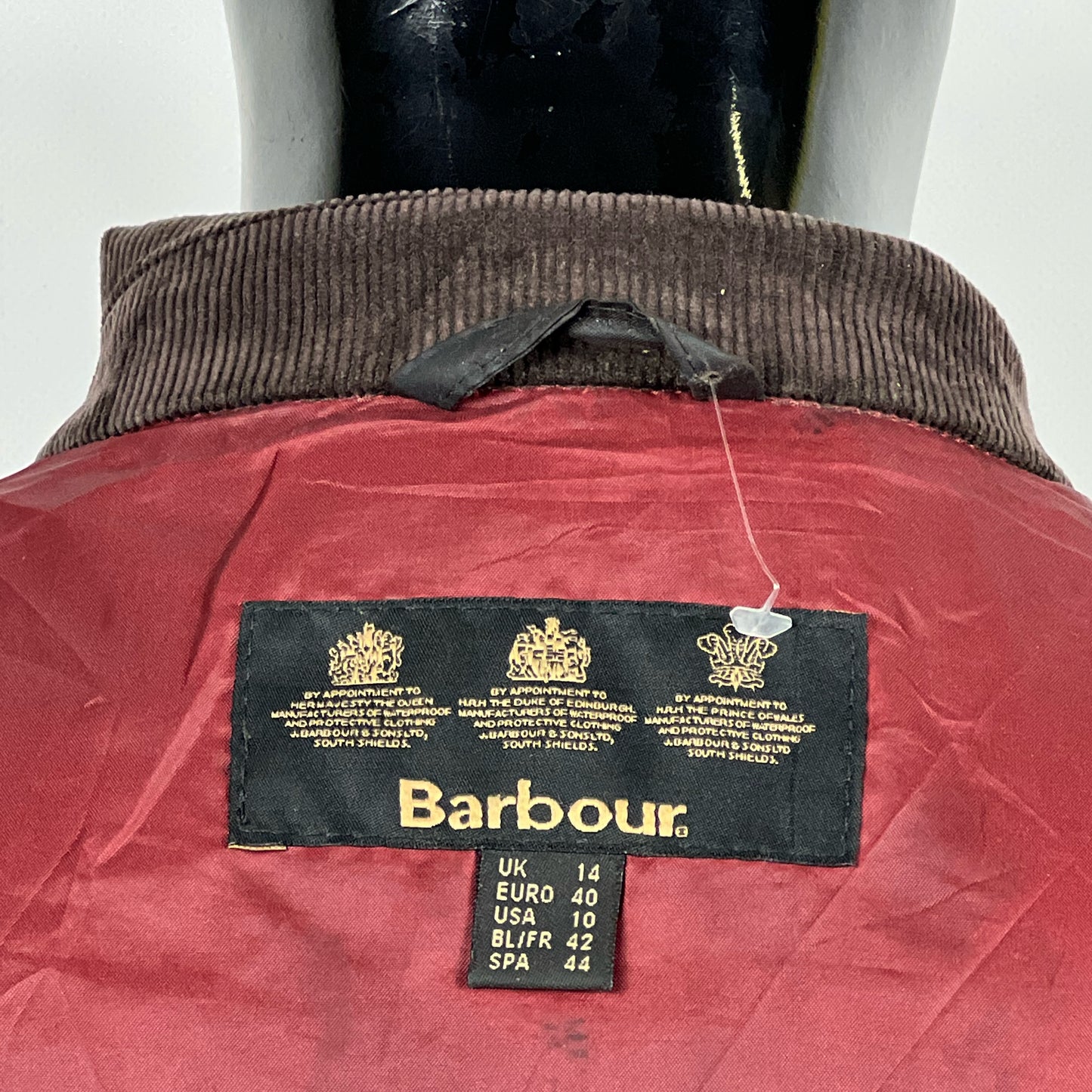 Giacca Barbour marrone leggera donna UK14 Tg. 42  Lady brown wax Jacket UK14
