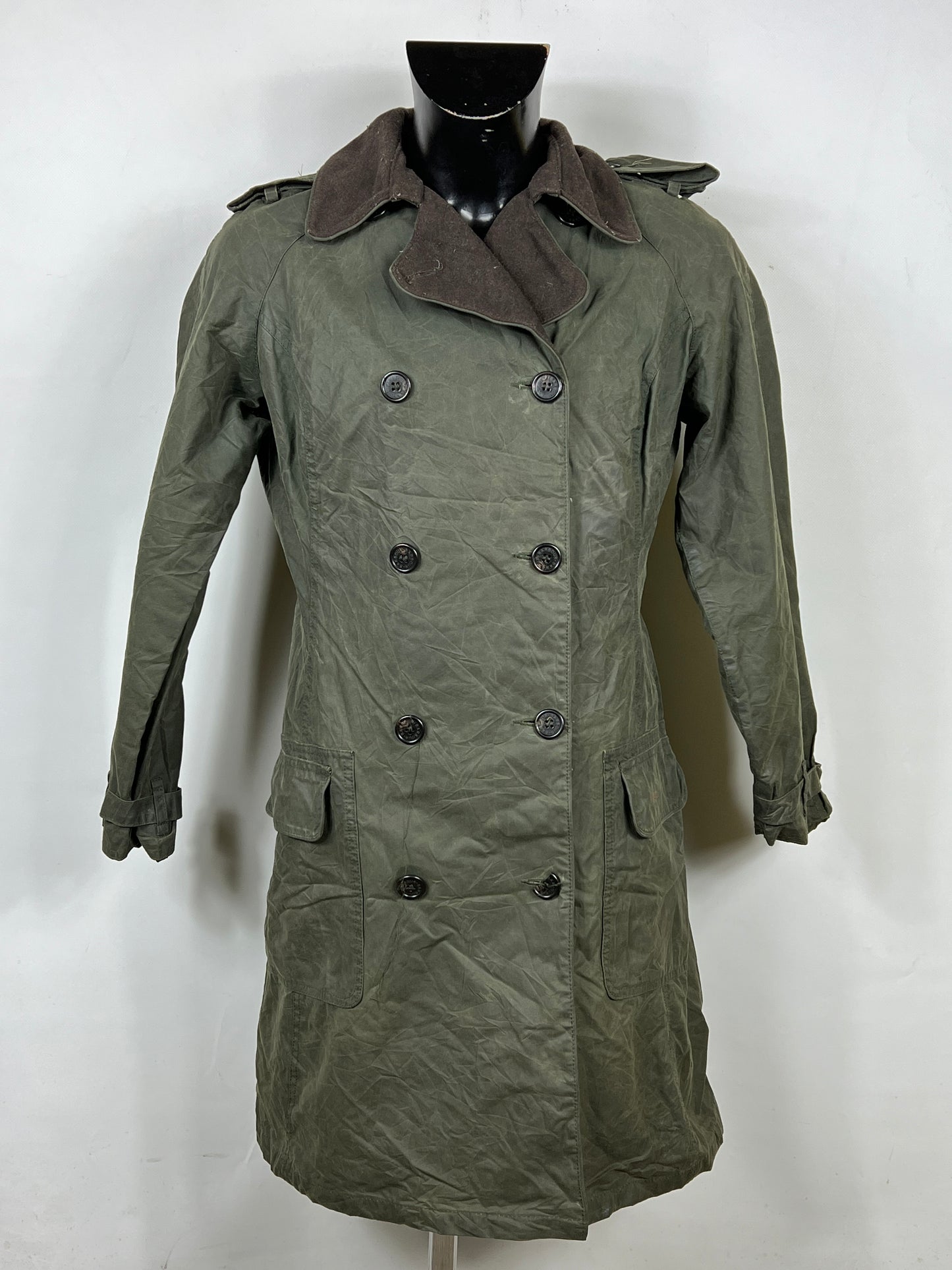 Cappotto Barbour verde modello Valerie Trench tg. 44 UK14- Lady Green wax coat