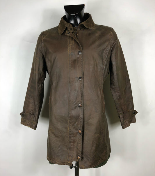 Barbour marrone da donna Newmarket UK12 tg.42 Brown wax newmarket lady coat