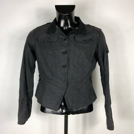 Giacca Barbour donna nera corta Medium Lady Peplum Wax Black Jacket Size UK12