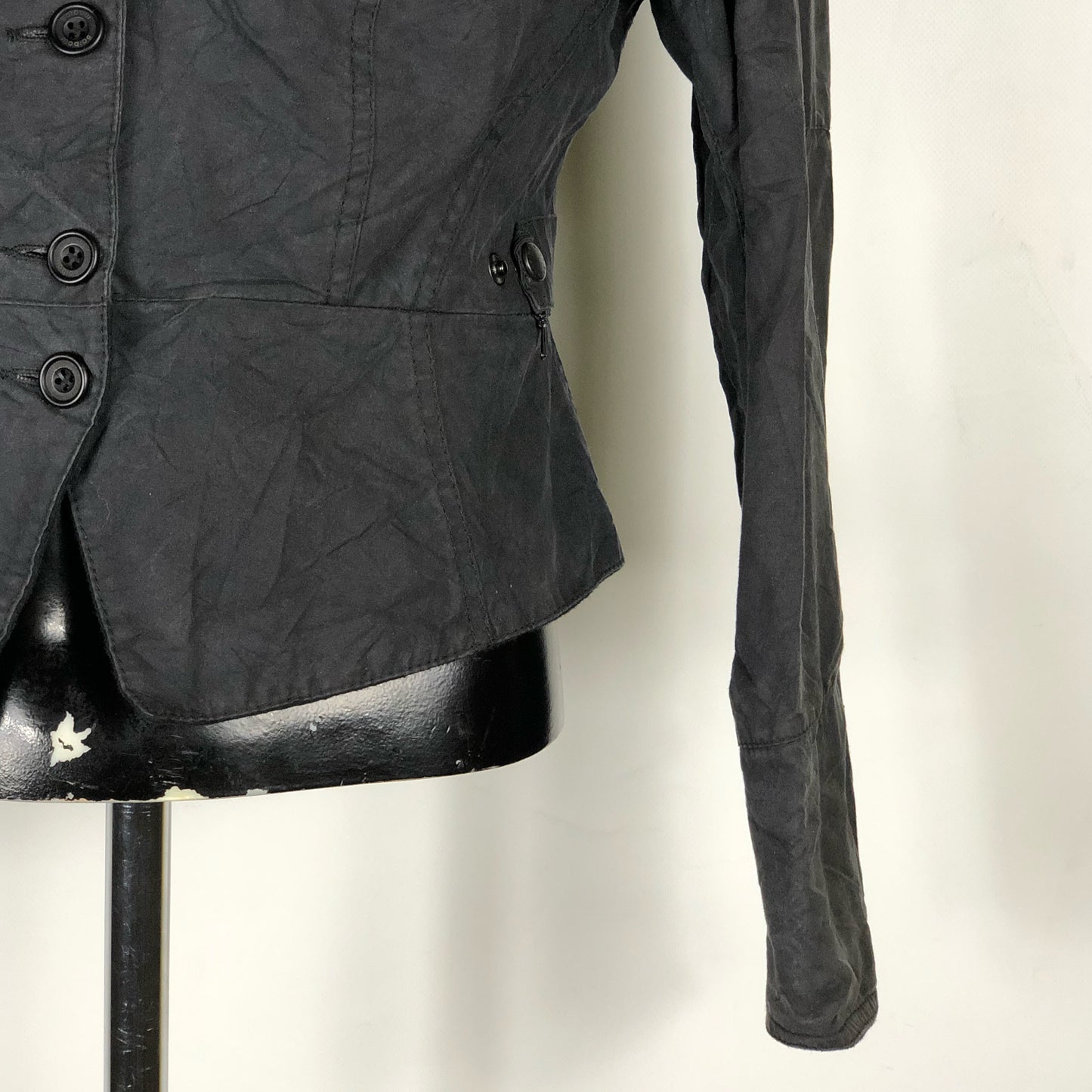 Giacca Barbour donna nera corta Medium Lady Peplum Wax Black Jacket Size UK12