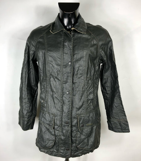 Barbour Giacca lino nera donna Tg. 42 Black Duralinen Beadnell Lady Jacket UK12