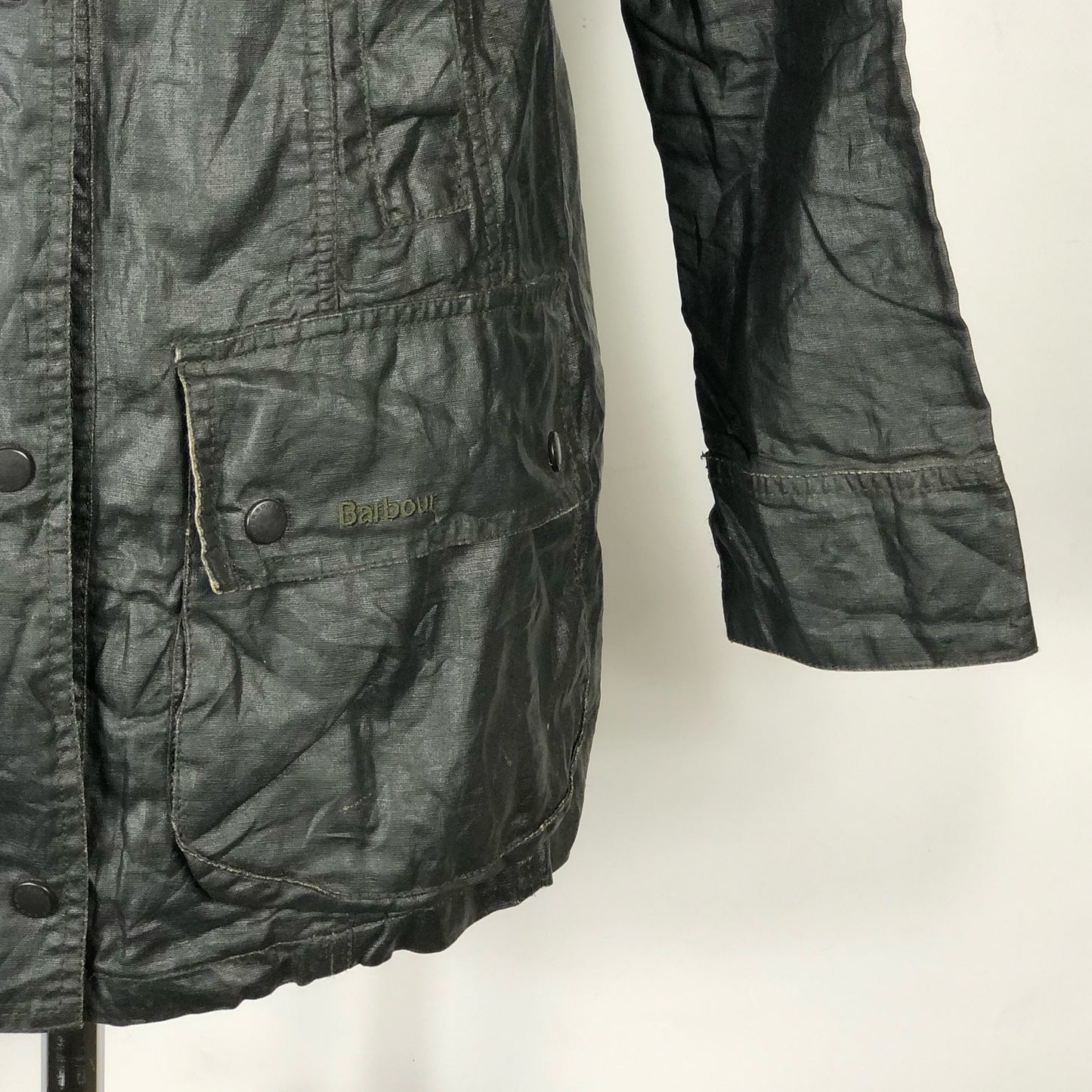 Barbour Giacca lino nera donna Tg. 42 Black Duralinen Beadnell Lady Jacket UK12