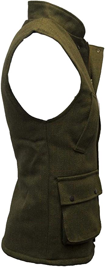 Gilet Derby tweed nuovo in inglese verde scuro