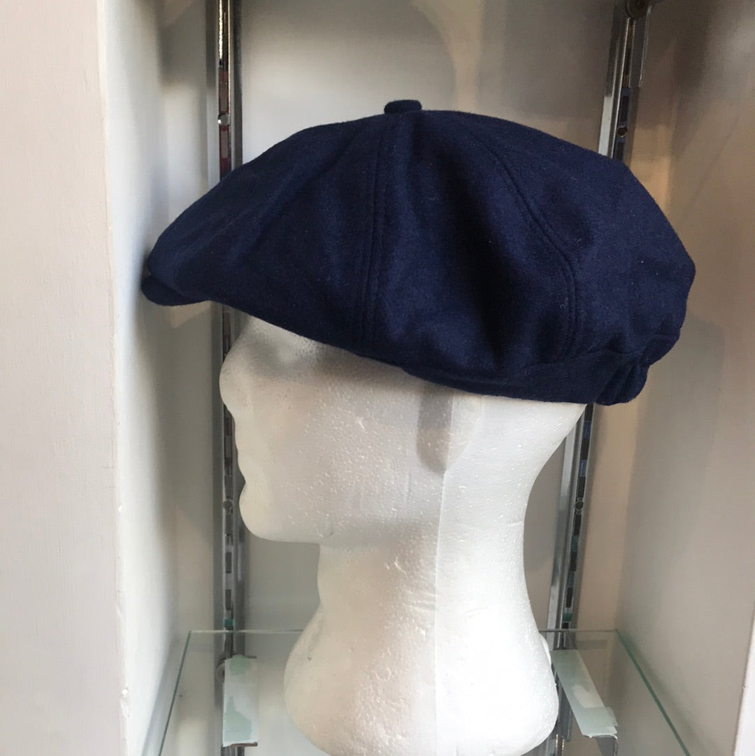 Coppola inglese nuova blu notte in lana a otto spicchi S/M e L/XL