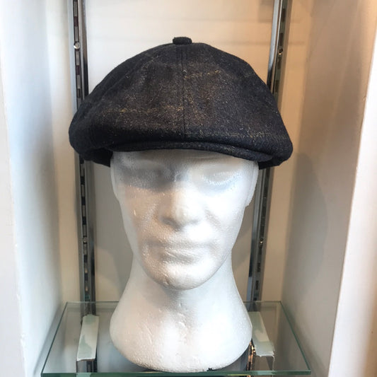Coppola inglese nuova spigata in lana a otto spicchi bottone piccolo S/M e L/XL TWEED BLU