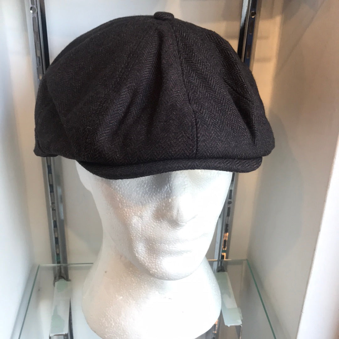 Coppola inglese nuova marrone spigata in lana a otto spicchi S/M e L/XL