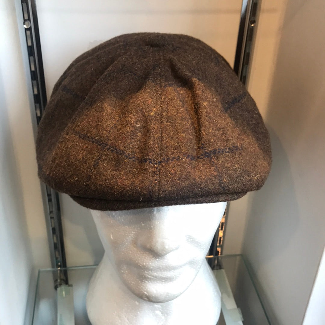 Coppola inglese nuova spigata in lana a otto spicchi marrone tweed S/M e L/XL