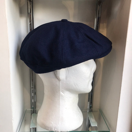 Coppola inglese nuova blu notte in lana a otto spicchi S/M e L/XL